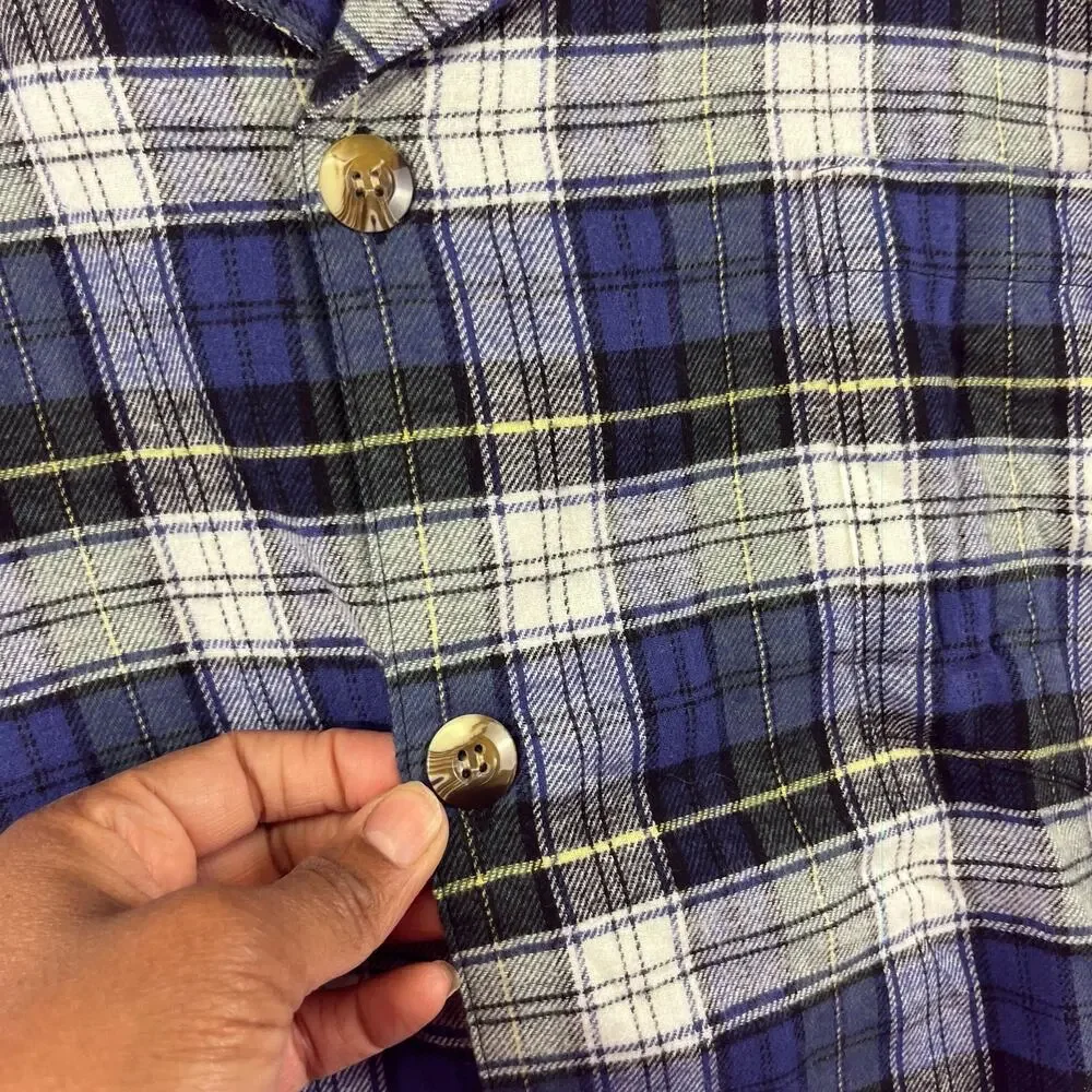 State O Maine Flannel Plaid Sleepwear Shirt Women’s 1XL Button Down 100% Cotton